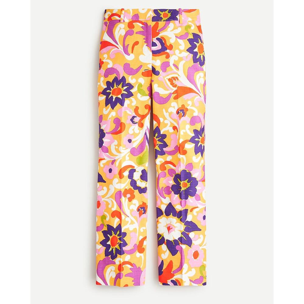 J. Crew Collection High Rise Straight Leg Pants Ratti Curly Floral Sz 16